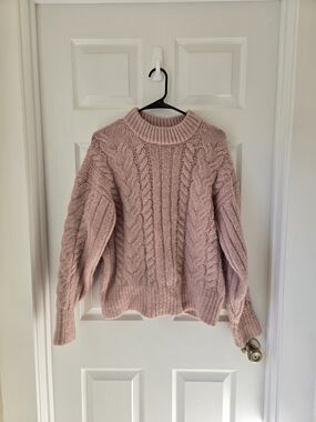 a new day Blush Pink Chunky Cable Knit Crew Sweater Size Small Target